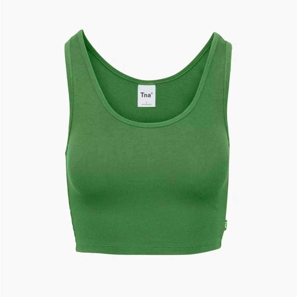 TNA Ribbed Crop Tank, Green, Size M - Picture 1 of 4